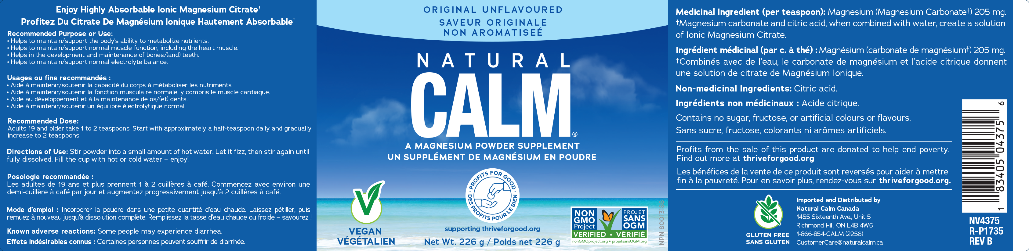 Natural Calm Magnesium Citrate Powder - Unflavoured