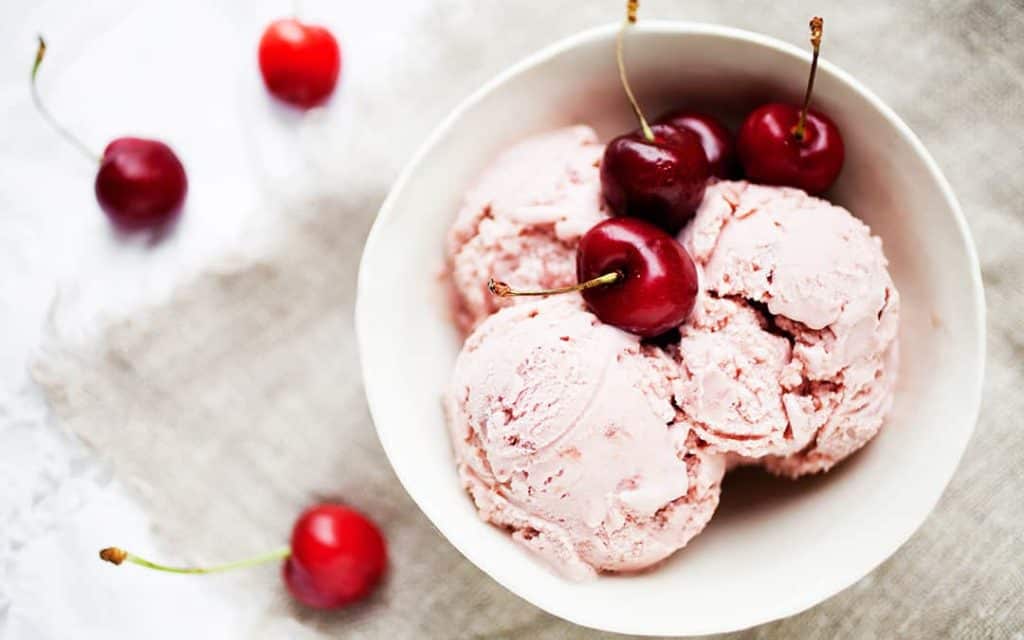 Vegan cherry ice cream with Natural Calm