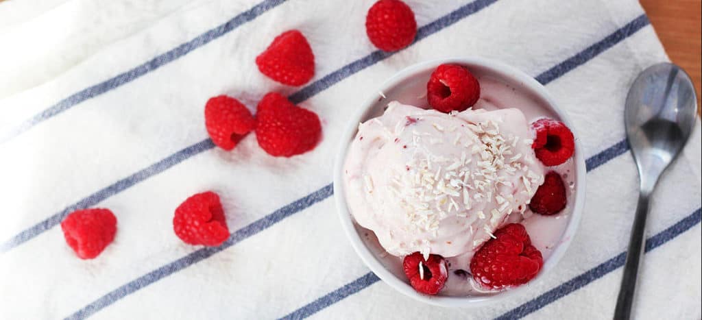 Vegan raspberry coconut ice cream